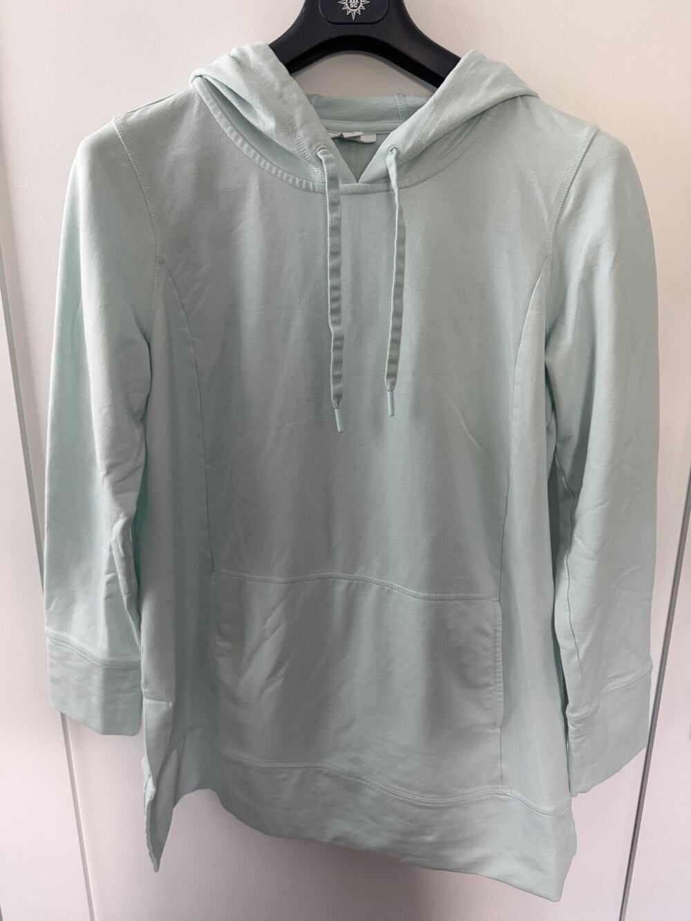 J Jill Fit Womens Medium Mint Hooded Tunic Sweatshirt French Terry Pullover